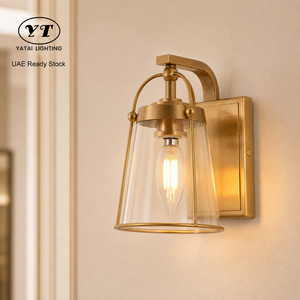 Lámpara de pared decorativa moderna para interiores, de hierro forjado con pantalla de vidrio transparente, luz cálida E12 para dormitorio o sala de estar. - Product Image 2