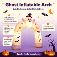 Arche Gonflable Fantôme d'Halloween avec LED, Slogan Personnalisé, Souffleur Oxford 120W, Décoration d'Entrée pour Événements