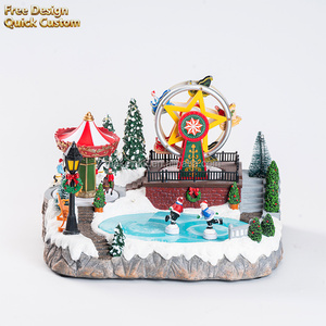 Decoración Navideña de <span class=keywords><strong>Pueblo</strong></span> <span class=keywords><strong>Navideño</strong></span>, Noria Iluminada con LED/Patines de Hielo, Adorno Festivo de Mesa, Decoración Navideña Personalizable - Product Image 1