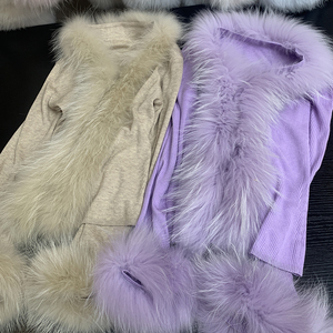 Áo khoác cardigan len nữ dáng ôm cổ V thanh lịch, viền lông chồn thật, thời trang mùa thu - Product Image 6