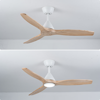 Ventilateur de plafond 29W DC avec télécommande, 3 pales en pin massif, moteur silencieux sans balais, contrôle intelligent WiFi, réversible, utilisation intérieure/extérieure