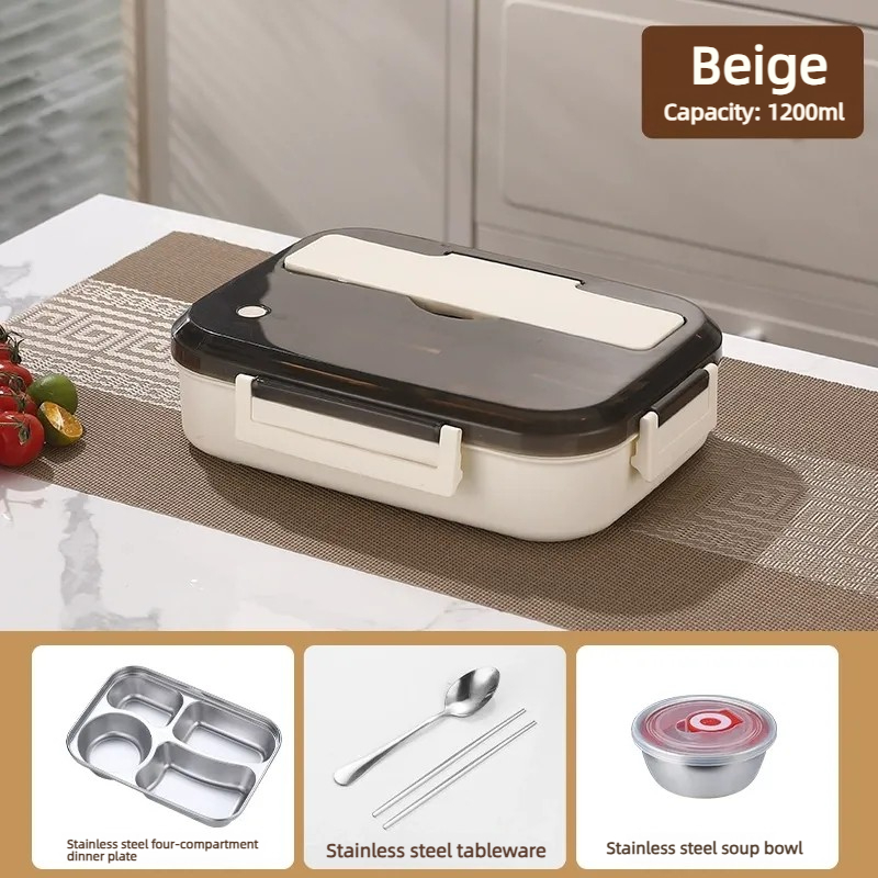 Beige 4 compartiments avec bol à soupe