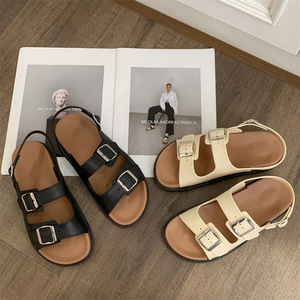 รองเท้าแตะแฟชั่นฤดูร้อนแบบใหม่ขายส่ง รองเท้าสไตล์โรมันพื้นเรียบ สวมใส่สบาย กันลื่น สำหรับผู้หญิง - Product Image 1