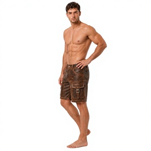 Men's Brown Cargo <b>Shorts</b> Mid Waist Button Fly Workwear Style Breathable <b>Woven</b> Canvas Bermuda <b>Shorts</b> with Pockets - Product Image 1