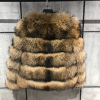 Manteau Court Femme Hiver Grande Taille Chaud Personnalisé en Fausse Fourrure de Raton Laveur Blouson Femme