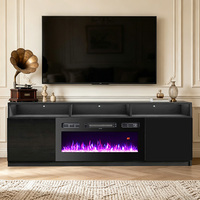 Chimenea Eléctrica Decorativa con Llama Controlada a Distancia, Soporte de TV de Madera, Chimenea Eléctrica para Sala de Estar