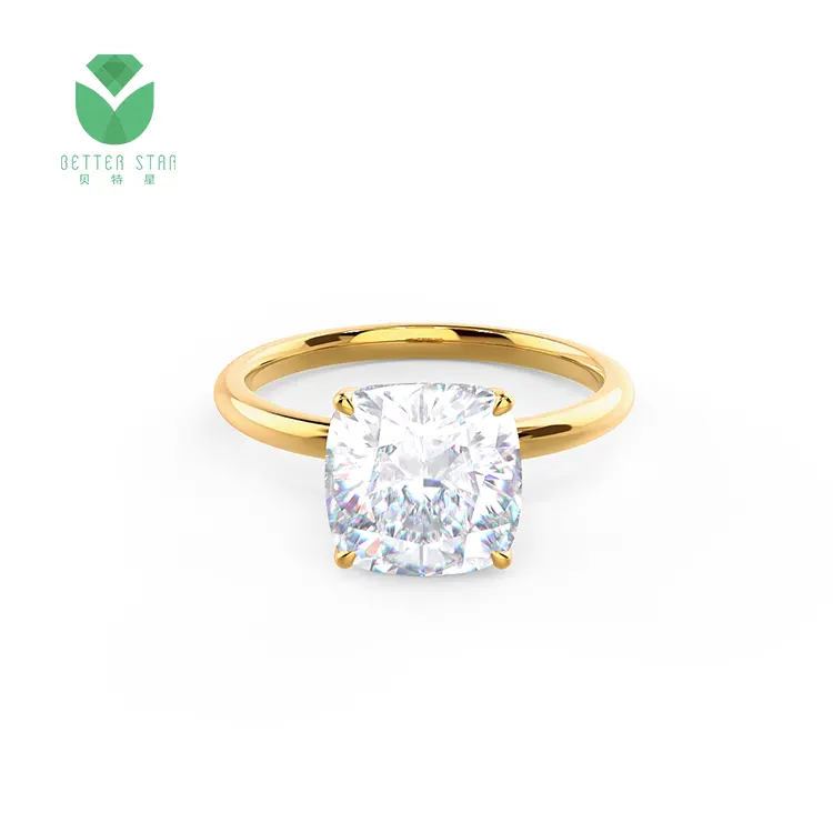 18k 다이아몬드 결혼 반지 2 캐럿 쿠션 솔리테어 다이아몬드 반지 화이트 골드 다이아몬드 보석 반지