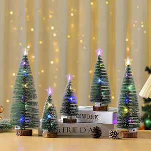 Artificial Luminous Mini Plastic String Light Pine Tree Christmas Tree and Decorations with Bases <b>Tabletop</b> Decor - Product Image 3
