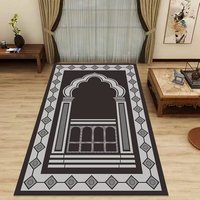 Tapis de prière musulman bleu personnalisé, tapis épais et doux, tapis de prière islamique turc, polyester, lavable, antidérapant, fabriqué à la machine, tissé