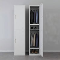 Armoire de rangement verrouillable à deux niveaux en acier laminé à froid, casier en fer à deux portes pour bureau, école, salle de sport
