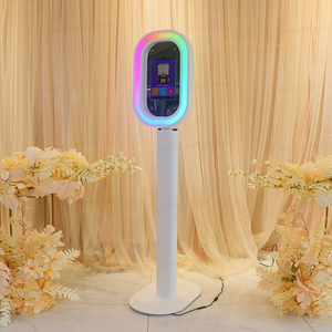 Machine <span class=keywords><strong>photobooth</strong></span> iPad Salsa ovale noir et blanc, kiosque <span class=keywords><strong>photobooth</strong></span> avec lumières LED RGB, cabine selfie avec valise de transport pour fête et <span class=keywords><strong>mariage</strong></span> - Product Image 3