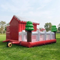 Château gonflable semi-fermé de haute qualité, nouveaux modèles, thème Noël Père Noël, avec toboggan pour enfants
