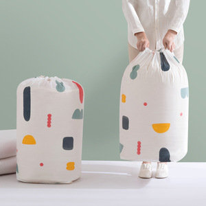 Drawstring Quilt Storage Bag Large Household Organizer Round Floral Pattern Bedroom Clothes Storage Cylinder - Product Image 2