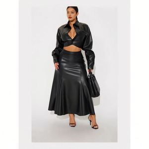 knee length dresses for ladies Z Supply Black Faux Leather Skirt - Midi Skirts main image 1