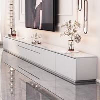 Vente en gros Meuble TV basse de quantité minimale de commande avec rangement Mobilier de salon moderne et luxueux Table TV en bois Console média Meuble TV gris