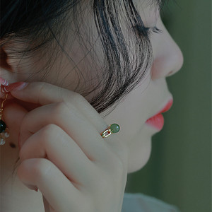 Natural Hetian Jade Ring For Women Light Luxury Style Adjustable Opening Geometric Design Everyday Wear - Product Image 2