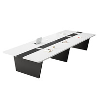 Table de formation rectangulaire en bois massif moderne, grand bureau de conférence minimaliste, table de négociation d'équipe personnalisable