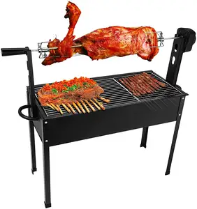 High Quality Stainless Steel Barbeque Pig And Sheep Meat Kebab Electric Rotisserie Charcoal Bbq Grill Machine