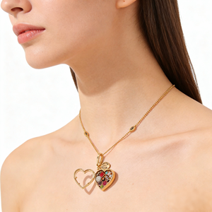 Bella Viva TrendyGold メッキ ハート チョコレート ボックス ペンダント ネックレス チェーン付き ジルコン ラグジュアリー 女性用 - Product Image 4