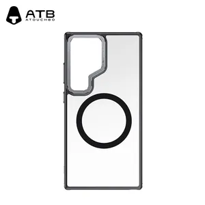 Funda de teléfono de lujo de aleación de aluminio de alta calidad, funda de teléfono magnética transparente a prueba de golpes para Samsung S24, funda ultra