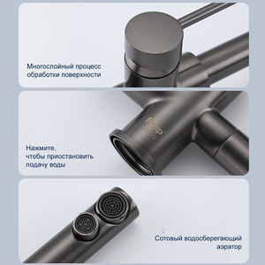 FRAP vendita calda 3 modi rubinetto in ottone lavabo depuratore rubinetto pistola Grey finitura acqua potabile miscelatore da cucina - Product Image 4