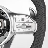 Setir Kulit Mercedes dengan Penanda Atas Hitam, Paddle Shift Perak, dan Tombol Krom untuk Kelas C E S CLS
