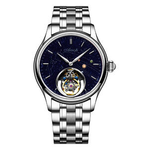 Acier Inoxydable 316L Verre Saphir 55 Heures Hangzhou Mécanique Movt Bleu Grès Étoiles Cadran Volant Tourbillon Montres AESOP - Product Image 1