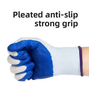 قفازات عمل صناعية واقية من البوليستر المطلي بالنتريل ذات سطح أملس بسعر منخفض - Product Image 2