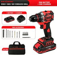 Perceuse à percussion sans fil à vitesse variable, qualité industrielle, moteur sans balais, batterie 2,5 Ah, perceuse de chantier ZSDZ-1805