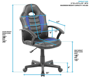 <span class=keywords><strong>Silla</strong></span> de carreras con ruedas para niños y estudiantes, sillón de espalda a la escuela, color azul - Product Image 5