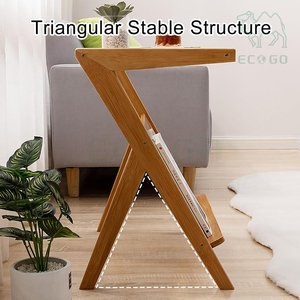 Modern Luxury <b>Bedside</b> Table Desk Bamboo Wooden Bedroom Nightstands with Weaving Book Holder - Product Image 6