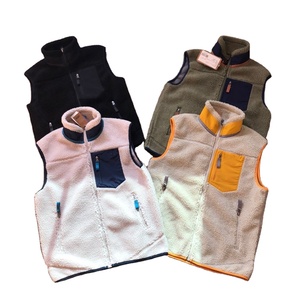 Veste sans manches à fermeture éclair de mode OEM, sport décontracté, rétro, confortable, en polaire sherpa, classique pour hommes - Product Image 2