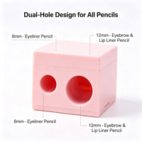 Taille-crayon manuel double trou pour crayons à lèvres, sourcils et eye-liner, avec capuchon, pour salon de beauté