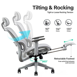 Offre exceptionnelle, chaise de bureau de direction, fabrication chinoise directe, pivotante, grise, en plastique et tissu, ergonomique, mobilier de luxe, chaise pivotante en maille - Product Image 6