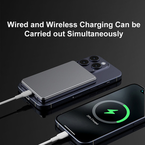 Tkt <span class=keywords><strong>5000mAh</strong></span> không dây Loại-C cáp điện ngân hàng xách tay 15 Wát sạc nhanh hợp kim nhôm tương thích với iPhone và pin - Product Image 2