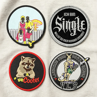 Patch brodé personnalisé ODM/OEM, écusson rond en tissu tissé, étiquette thermocollante pour décoration de vêtements