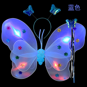 Ailes à Paillettes Lumineuses LED Brillant Fête Filles Anniversaire Petite Fée Bébé Vente en Gros Déguisement Papillon Baguette Magique Bandeau Costume - Product Image 6