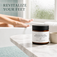 Gommage pour les pieds éclaircissant à l'enzyme de riz et aux AHA, marque privée, exfoliant professionnel pour des pieds lisses et éclatants, 200g