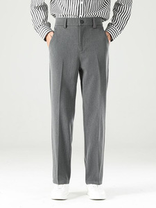 <span class=keywords><strong>Pantaloni</strong></span> Casual da uomo autunno inverno 2025 nuova moda Joker dritti <span class=keywords><strong>pantaloni</strong></span> drappo a vita media con cerniera Flat Front Style - Product Image 4