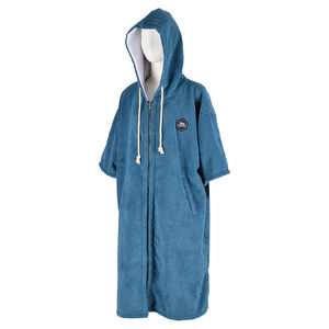 Poncho de surf bleu foncé de haute qualité avec capuche coupe-vent conception de fermeture à glissière avant meilleure robe à langer pour accessoires de natation et de plongée - Product Image 2