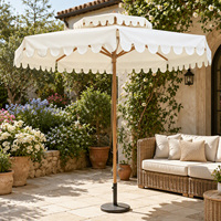 Parasol d'extérieur personnalisé en aluminium à double couche avec bord ondulé, imperméable, pour terrasse, plage, hôtel, restaurant