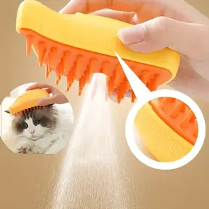 Banana Shaped Self Cleaning Pet Grooming Electric Dog Bath Massage Hair Spray Comb USB Recharging Cat Steamy Brush