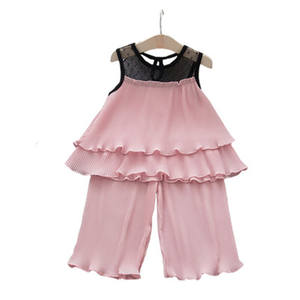 Vêtements pour filles, pantalon large et haut pour enfants, 90% coton, 10% polyester, t-shirt avec logo, ensemble boutique - Product Image 2