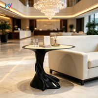 Ensemble de salle à manger moderne et personnalisé, couleur brillante, courbé, durable, écologique, en fibre de verre, table d'appoint pour hôtel et appartement