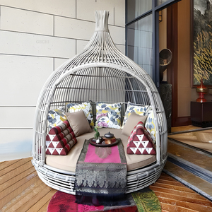 Chim của Tổ hình dạng Hợp kim nhôm + PE mây sofa sân thượng hồ bơi vườn Sun Lounger - Product Image 3