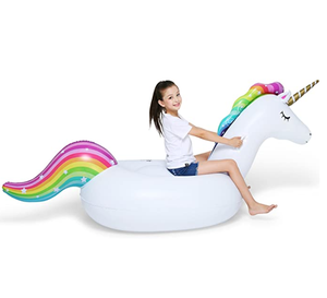 Bãi Biển Mùa Hè Big Inflatable Unicorn <span class=keywords><strong>Pool</strong></span> Float Floatie Đi Xe Với Van Nhanh Lớn Rideable Blow Up - Product Image 1