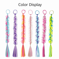 Élastique à cheveux tressé dégradé pour enfants, extension de queue de cheval synthétique tressée avec pompon pour coiffure de fête des filles