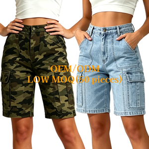 Cargo Jorts <strong>Women</strong> Bermuda <strong>Denim</strong> <strong>Shorts</strong> High Waisted <strong>Knee</strong> <strong>Length</strong> Stretch Baggy Wide Leg Utility Relaxed Fit Jean <strong>Shorts</strong> - Product Image 1