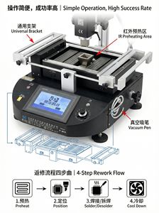 Drie onafhankelijke temperatuurregelaars recirculeren overtollige warmte, voorkomen schade aan chips en printplaten, verminderen chipverlies, telefoonreparatiemachine - Product Image 4