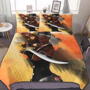 Roi afro-américain amoureux Couple reine peinture Art décor 3D imprimé 3 pièces ensemble de literie housse de couette ensemble de couverture de <span class=keywords><strong>lit</strong></span> couvre-lits - Product Image 5